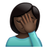 Whatsapp design of the woman facepalming: dark skin tone emoji verson:2.23.2.72