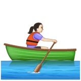 Whatsapp design of the woman rowing boat: light skin tone emoji verson:2.23.2.72