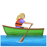 Whatsapp design of the woman rowing boat: medium-light skin tone emoji verson:2.23.2.72