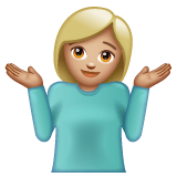 Whatsapp design of the person shrugging: medium-light skin tone emoji verson:2.23.2.72