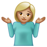 Whatsapp design of the person shrugging: medium-light skin tone emoji verson:2.23.2.72