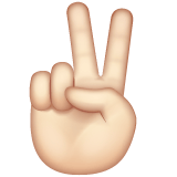 Whatsapp design of the victory hand: light skin tone emoji verson:2.23.2.72