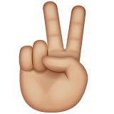 Whatsapp design of the victory hand: medium-light skin tone emoji verson:2.23.2.72