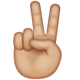 Whatsapp design of the victory hand: medium-light skin tone emoji verson:2.23.2.72