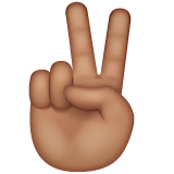 Whatsapp design of the victory hand: medium skin tone emoji verson:2.23.2.72