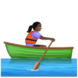 Whatsapp design of the woman rowing boat: dark skin tone emoji verson:2.23.2.72