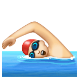Whatsapp design of the person swimming: light skin tone emoji verson:2.23.2.72
