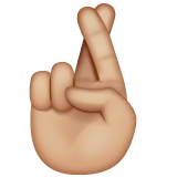 Whatsapp design of the crossed fingers: medium-light skin tone emoji verson:2.23.2.72