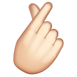 Whatsapp design of the hand with index finger and thumb crossed: light skin tone emoji verson:2.23.2.72