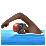 Whatsapp design of the person swimming: dark skin tone emoji verson:2.23.2.72