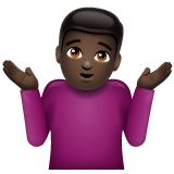 Whatsapp design of the man shrugging: dark skin tone emoji verson:2.23.2.72