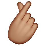 Whatsapp design of the hand with index finger and thumb crossed: medium skin tone emoji verson:2.23.2.72