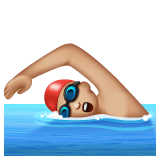 Whatsapp design of the man swimming: medium-light skin tone emoji verson:2.23.2.72