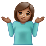 Whatsapp design of the woman shrugging: medium skin tone emoji verson:2.23.2.72