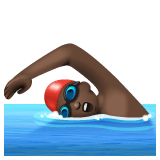 Whatsapp design of the man swimming: dark skin tone emoji verson:2.23.2.72