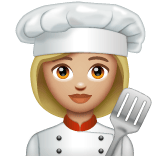 Whatsapp design of the woman cook: medium-light skin tone emoji verson:2.23.2.72