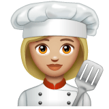 Whatsapp design of the woman cook: medium-light skin tone emoji verson:2.23.2.72