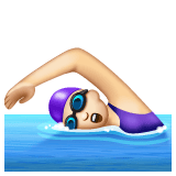 Whatsapp design of the woman swimming: light skin tone emoji verson:2.23.2.72