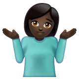 Whatsapp design of the woman shrugging: dark skin tone emoji verson:2.23.2.72