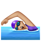 Whatsapp design of the woman swimming: medium-light skin tone emoji verson:2.23.2.72