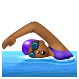 Whatsapp design of the woman swimming: medium-dark skin tone emoji verson:2.23.2.72