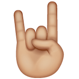 Whatsapp design of the sign of the horns: medium-light skin tone emoji verson:2.23.2.72