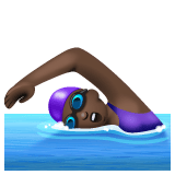 Whatsapp design of the woman swimming: dark skin tone emoji verson:2.23.2.72
