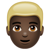 Whatsapp design of the man: dark skin tone blond hair emoji verson:2.23.2.72