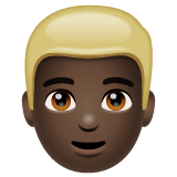 Whatsapp design of the man: dark skin tone blond hair emoji verson:2.23.2.72