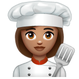 Whatsapp design of the woman cook: medium skin tone emoji verson:2.23.2.72