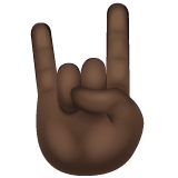 Whatsapp design of the sign of the horns: dark skin tone emoji verson:2.23.2.72