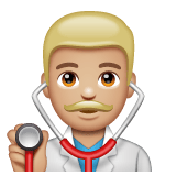 Whatsapp design of the man health worker: medium-light skin tone emoji verson:2.23.2.72