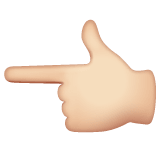 Whatsapp design of the backhand index pointing left: light skin tone emoji verson:2.23.2.72