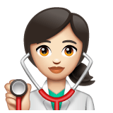Whatsapp design of the woman health worker: light skin tone emoji verson:2.23.2.72