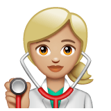 Whatsapp design of the woman health worker: medium-light skin tone emoji verson:2.23.2.72