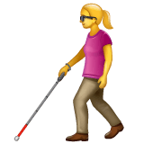 Whatsapp design of the woman with white cane emoji verson:2.23.2.72