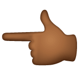 Whatsapp design of the backhand index pointing left: medium-dark skin tone emoji verson:2.23.2.72