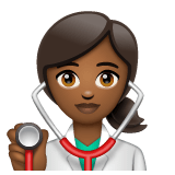 Whatsapp design of the woman health worker: medium-dark skin tone emoji verson:2.23.2.72