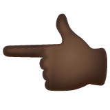 Whatsapp design of the backhand index pointing left: dark skin tone emoji verson:2.23.2.72
