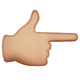 Whatsapp design of the backhand index pointing right: medium-light skin tone emoji verson:2.23.2.72