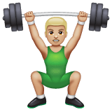 Whatsapp design of the person lifting weights: medium-light skin tone emoji verson:2.23.2.72