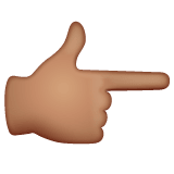 Whatsapp design of the backhand index pointing right: medium skin tone emoji verson:2.23.2.72
