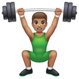Whatsapp design of the person lifting weights: medium skin tone emoji verson:2.23.2.72