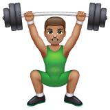 Whatsapp design of the person lifting weights: medium skin tone emoji verson:2.23.2.72