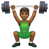 Whatsapp design of the person lifting weights: medium-dark skin tone emoji verson:2.23.2.72