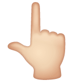 Whatsapp design of the backhand index pointing up: light skin tone emoji verson:2.23.2.72