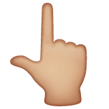 Whatsapp design of the backhand index pointing up: medium-light skin tone emoji verson:2.23.2.72