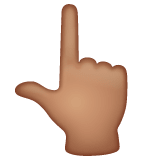 Whatsapp design of the backhand index pointing up: medium skin tone emoji verson:2.23.2.72