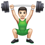 Whatsapp design of the man lifting weights: light skin tone emoji verson:2.23.2.72