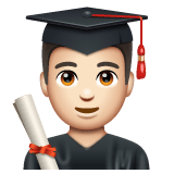 Whatsapp design of the man student: light skin tone emoji verson:2.23.2.72